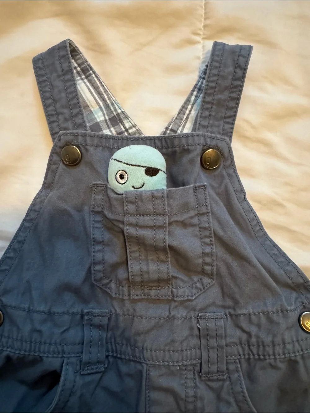 Gymboree Dark Navy Short Overalls with Pocket Detail